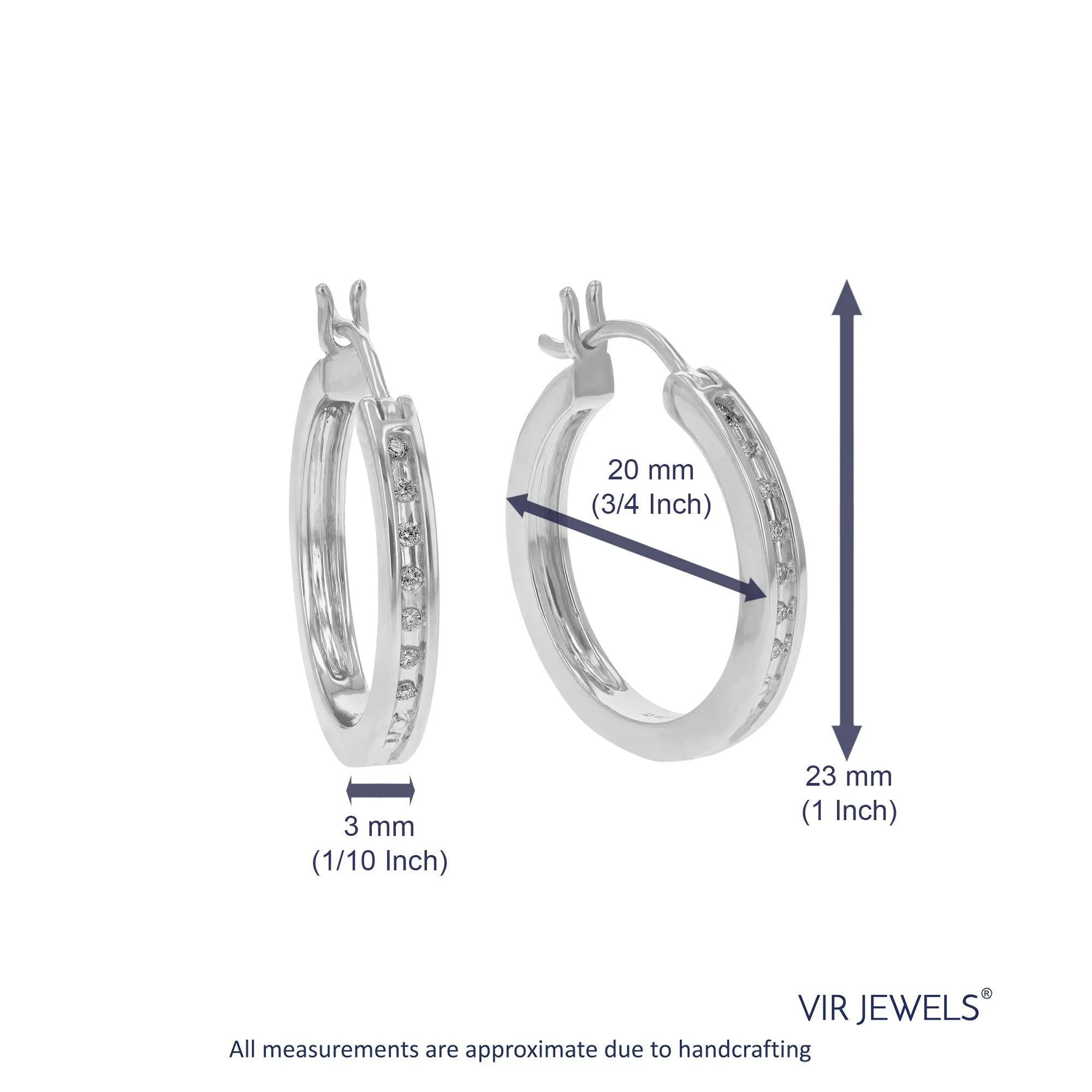 1/10 cttw Lab Grown Diamond Channel Hoop Earrings in Sterling Silver