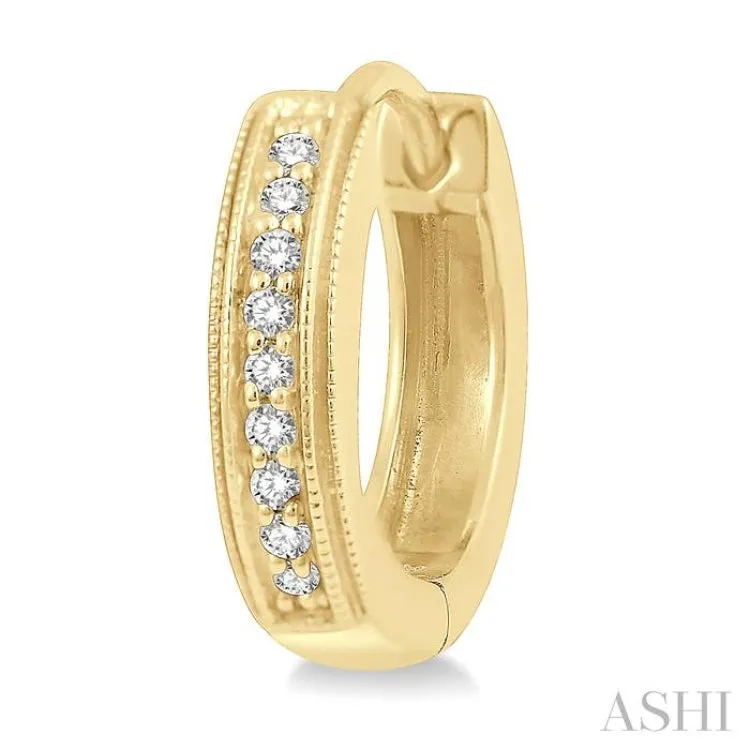 1/10 ctw Scooped Center Round Cut Diamond Huggie Petite Earrings in 10K Yellow Gold