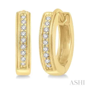 1/10 ctw Scooped Center Round Cut Diamond Huggie Petite Earrings in 10K Yellow Gold