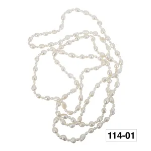 114-01 | WHITE 60" ALTERNATING BAROQUE NECKLACE
