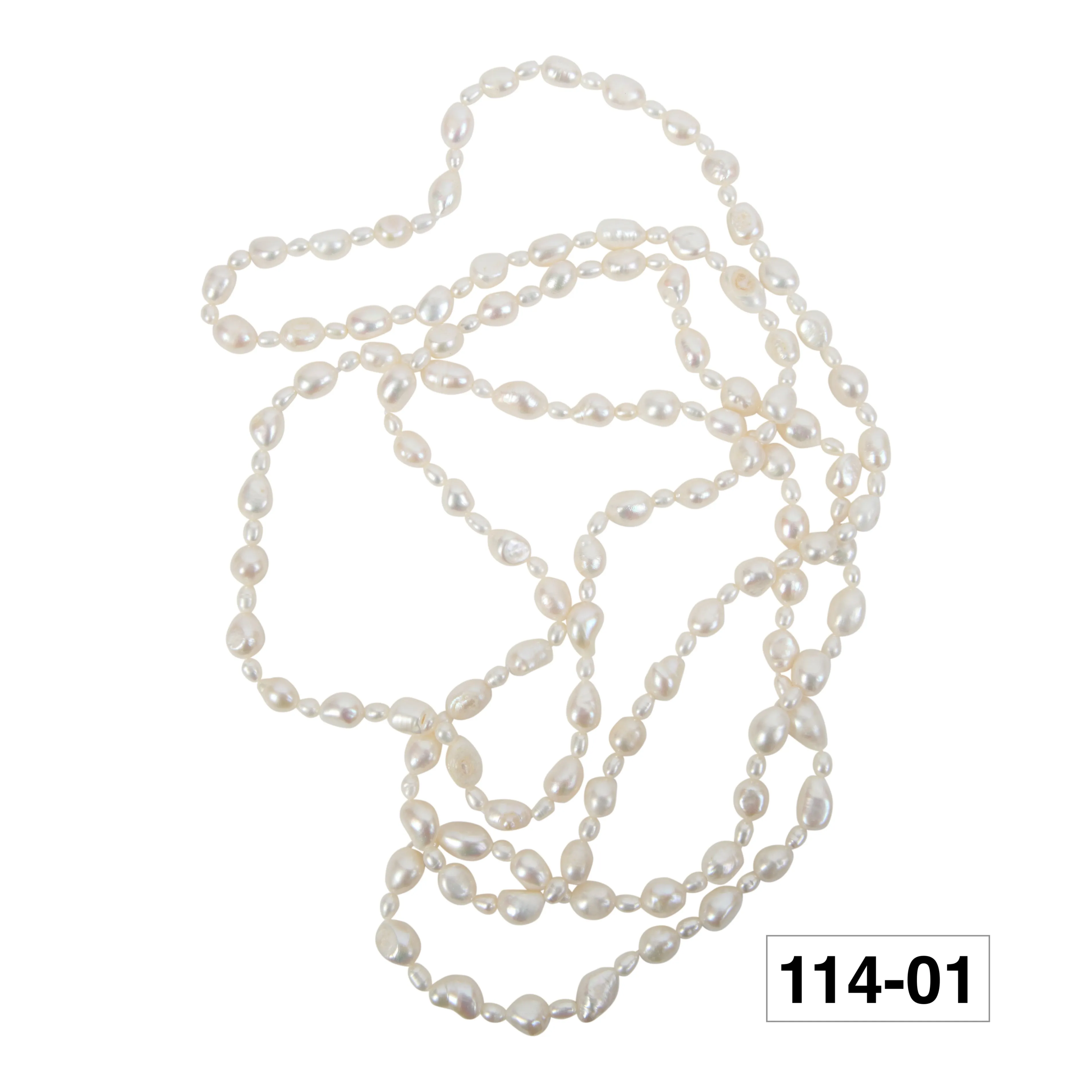 114-01 | WHITE 60" ALTERNATING BAROQUE NECKLACE