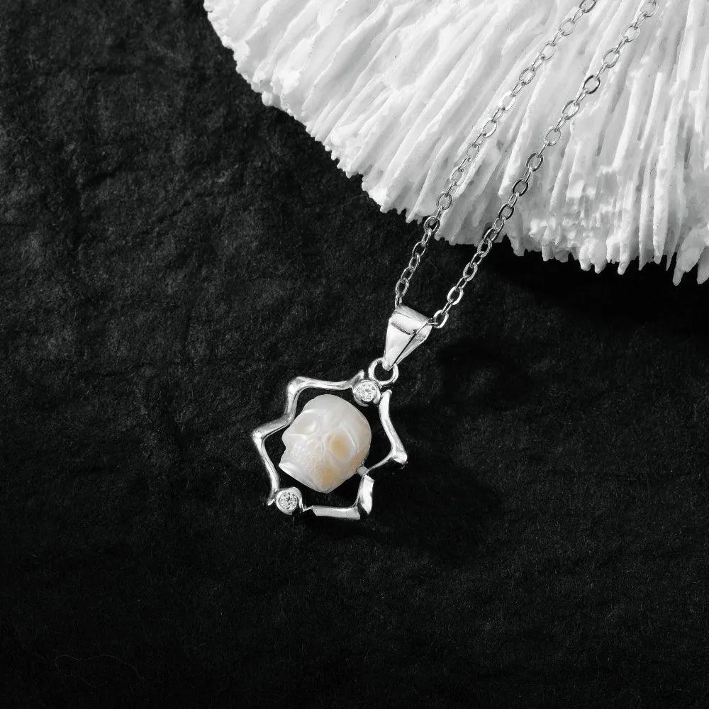 12 Zodiac Signs Astrology Pearl Skull Gemini Necklace