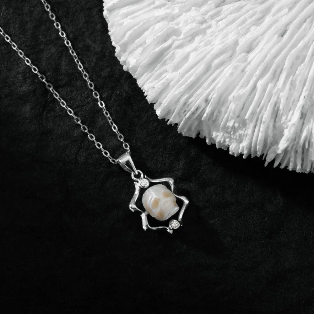 12 Zodiac Signs Astrology Pearl Skull Gemini Necklace