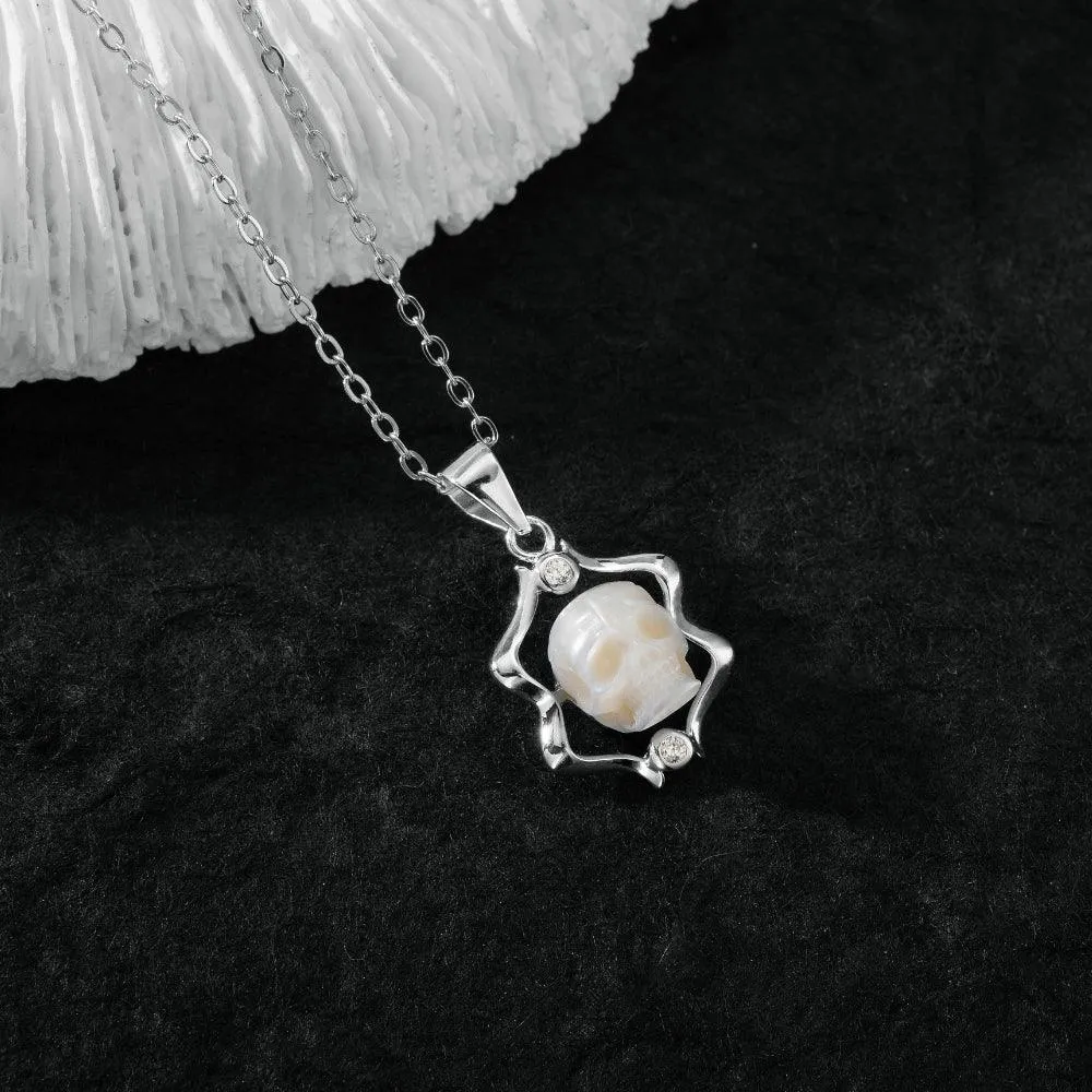 12 Zodiac Signs Astrology Pearl Skull Gemini Necklace