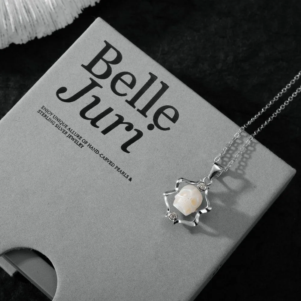 12 Zodiac Signs Astrology Pearl Skull Gemini Necklace