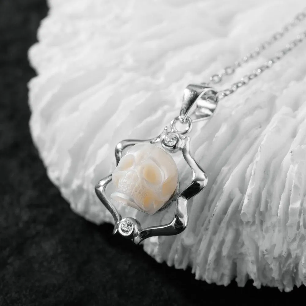 12 Zodiac Signs Astrology Pearl Skull Gemini Necklace