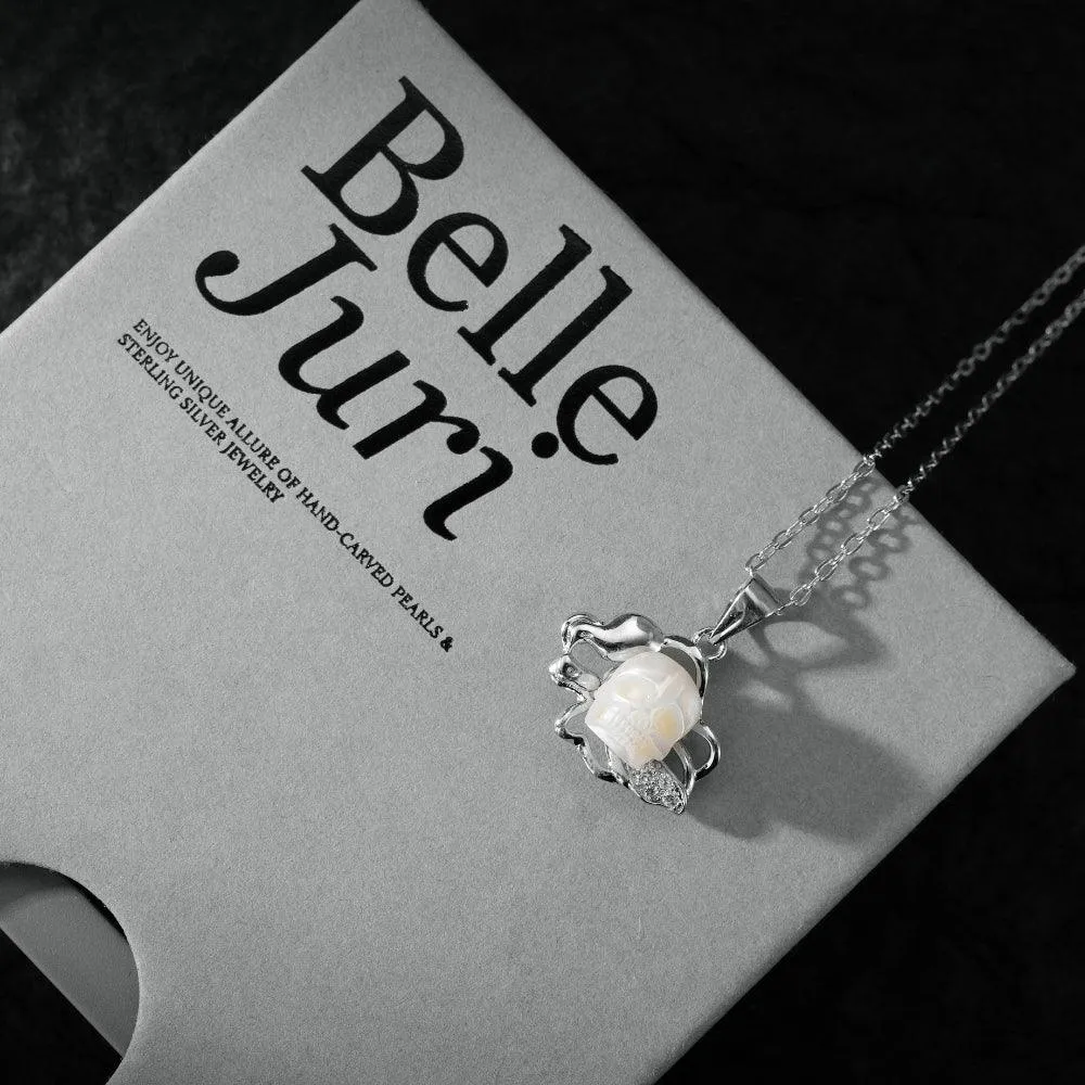 12 Zodiac Signs Leo Pearl Skull Necklace
