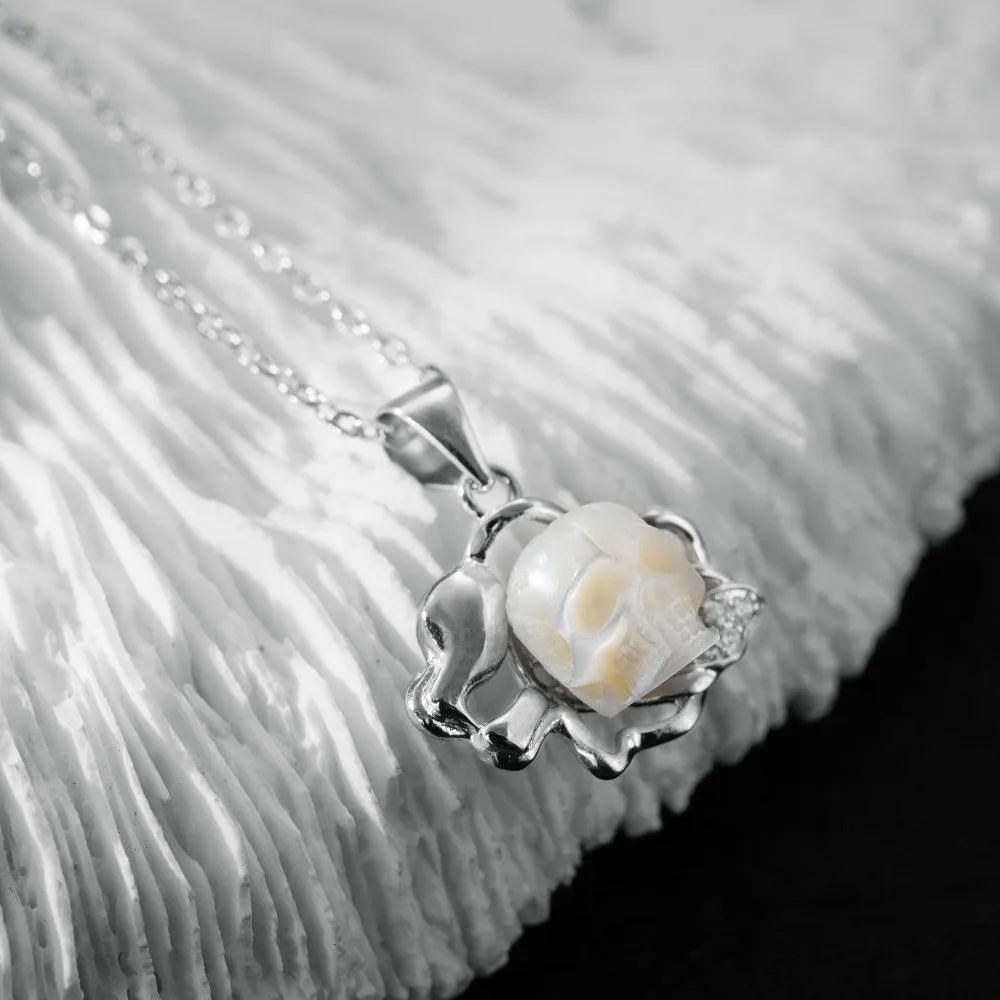 12 Zodiac Signs Leo Pearl Skull Necklace