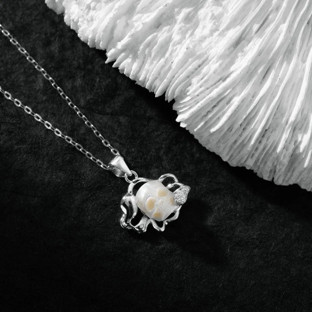 12 Zodiac Signs Leo Pearl Skull Necklace
