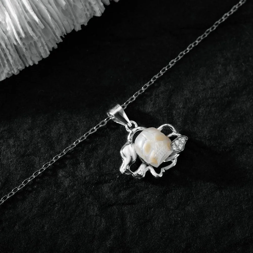 12 Zodiac Signs Leo Pearl Skull Necklace