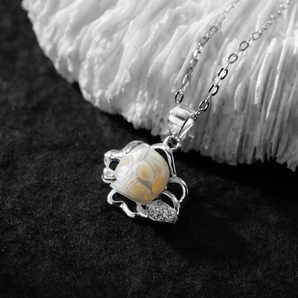 12 Zodiac Signs Leo Pearl Skull Necklace
