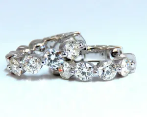 1.30ct Natural Round Diamond hoop earrings 14kt 16mm single share prong