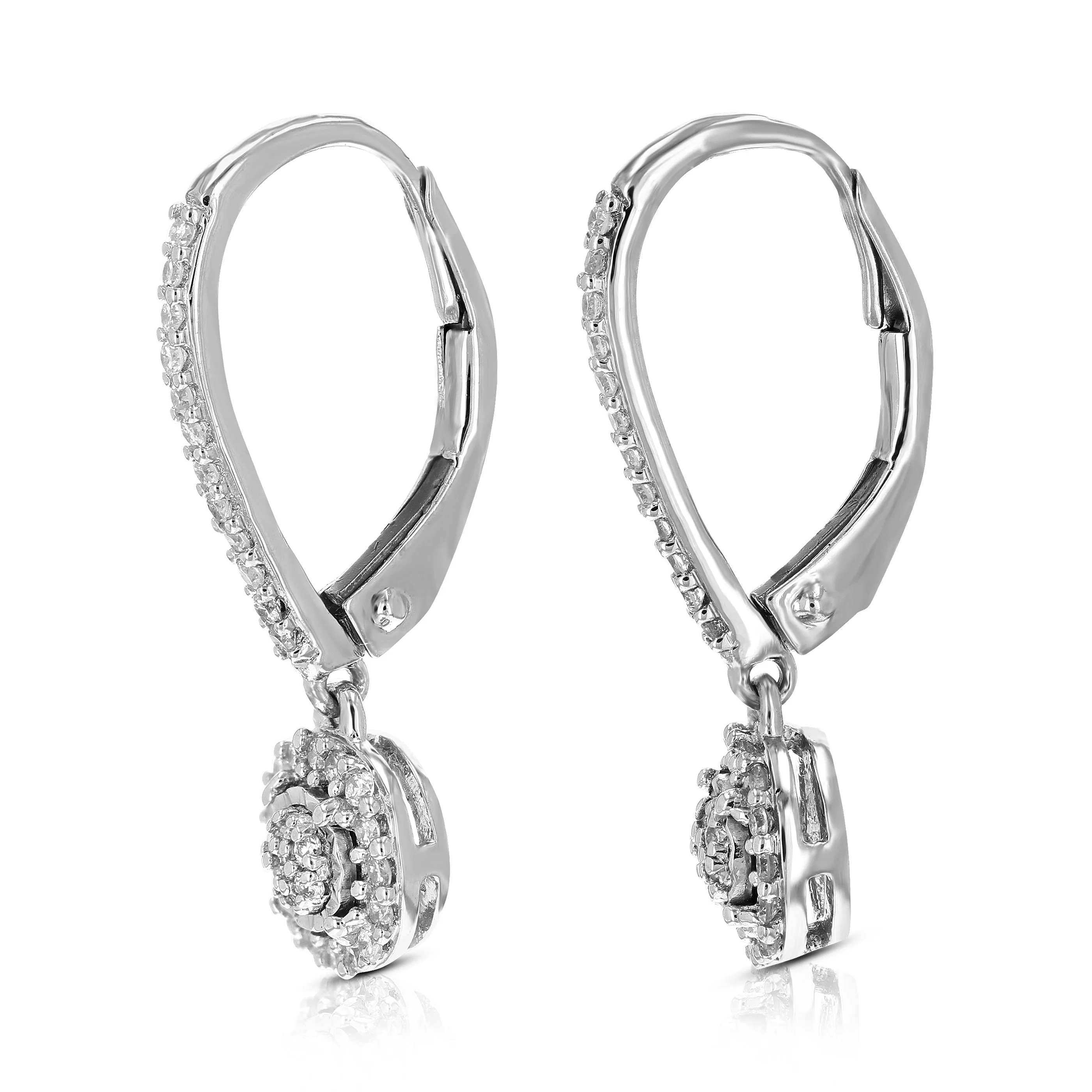 1/4 cttw Lab Grown Diamond Dangle Drop Earrings Sterling Silver