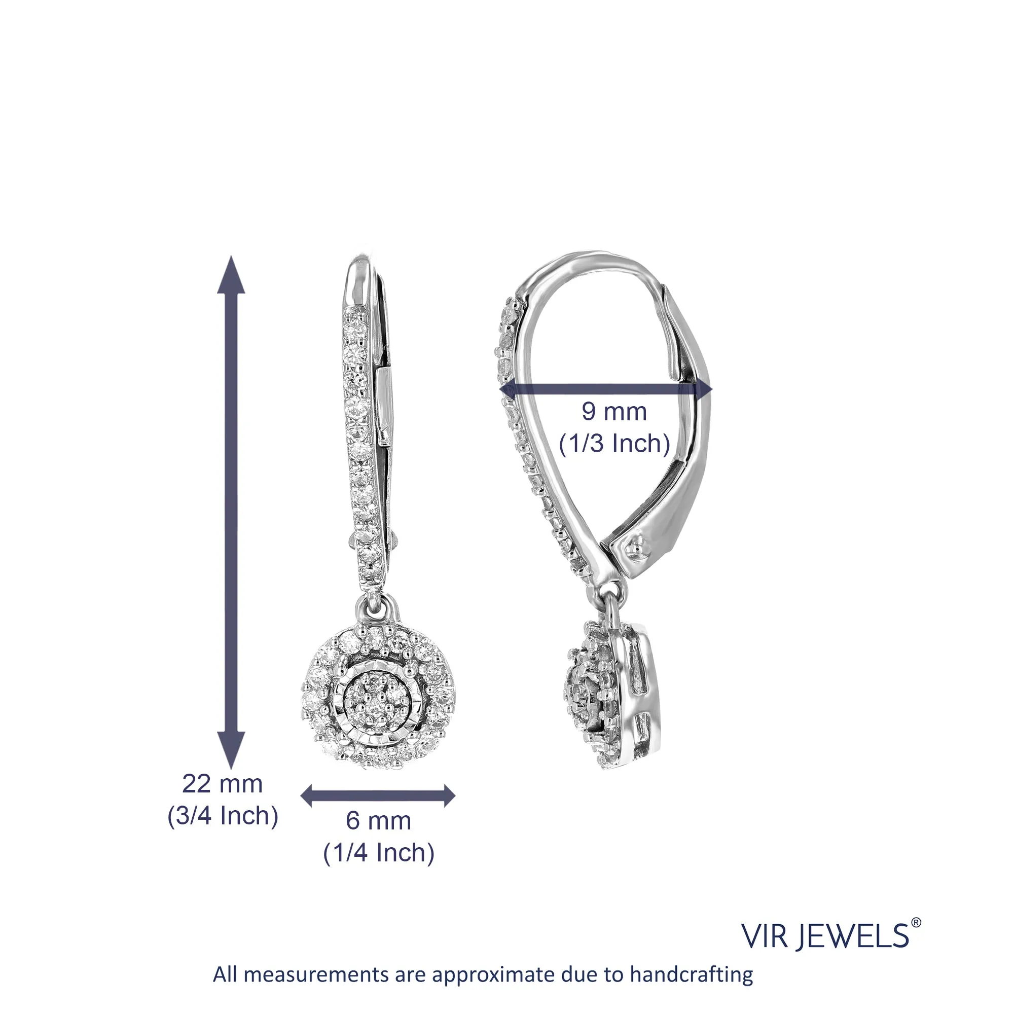 1/4 cttw Lab Grown Diamond Dangle Drop Earrings Sterling Silver