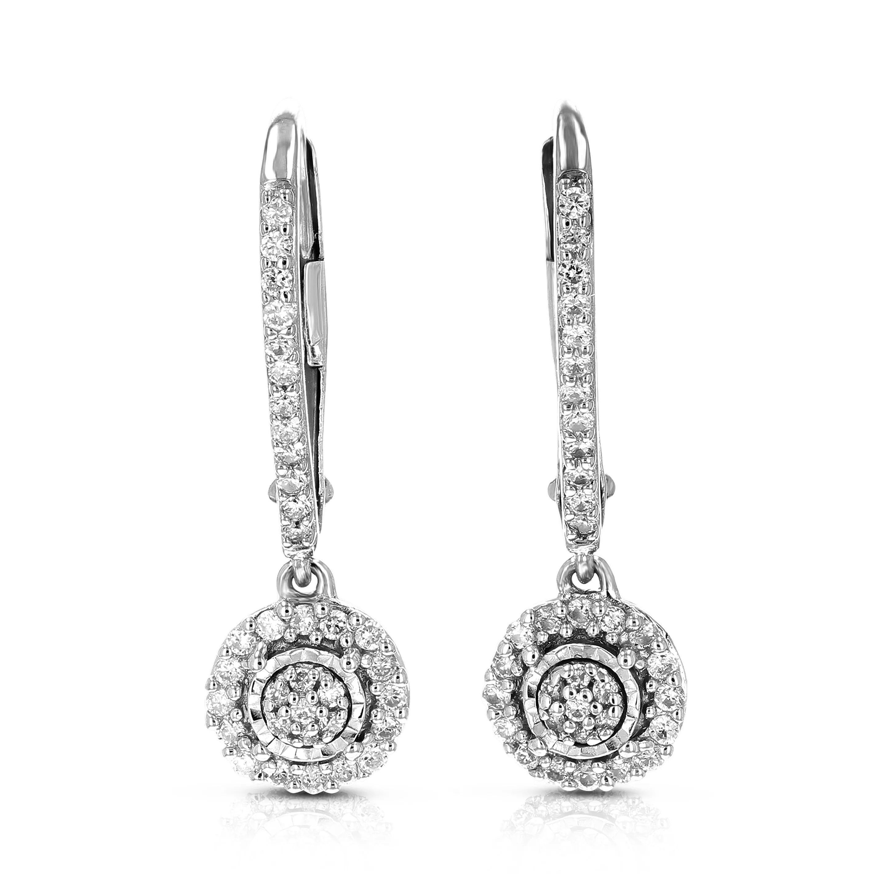 1/4 cttw Lab Grown Diamond Dangle Drop Earrings Sterling Silver
