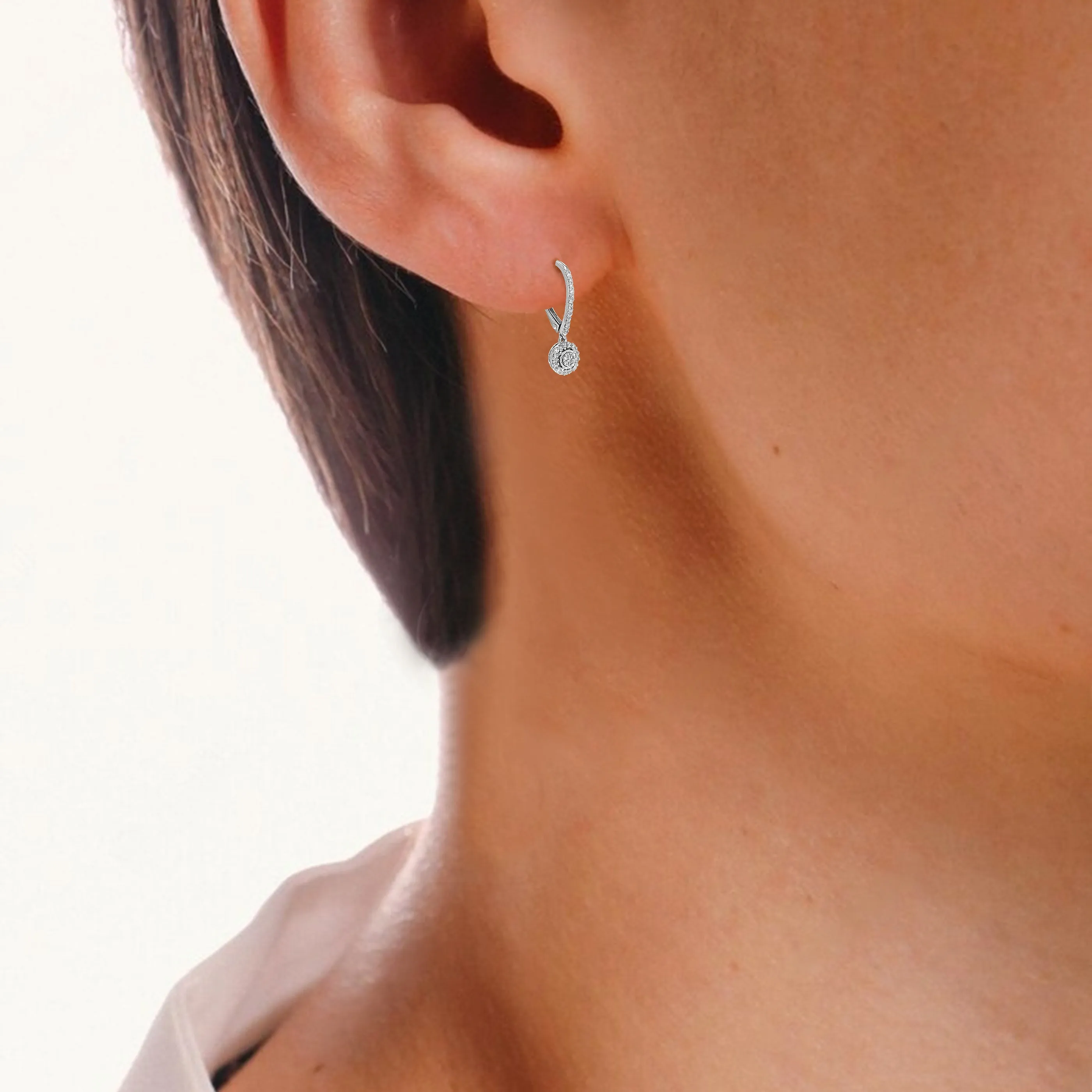 1/4 cttw Lab Grown Diamond Dangle Drop Earrings Sterling Silver