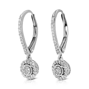 1/4 cttw Lab Grown Diamond Dangle Drop Earrings Sterling Silver