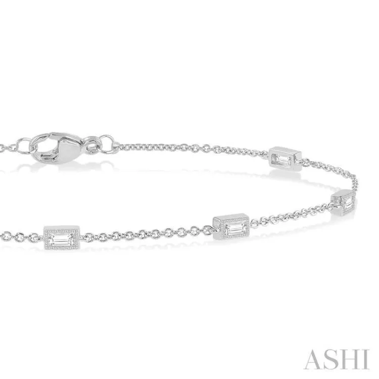 1/4 ctw Petite Baguette Diamond Station Bracelet in 10K White Gold