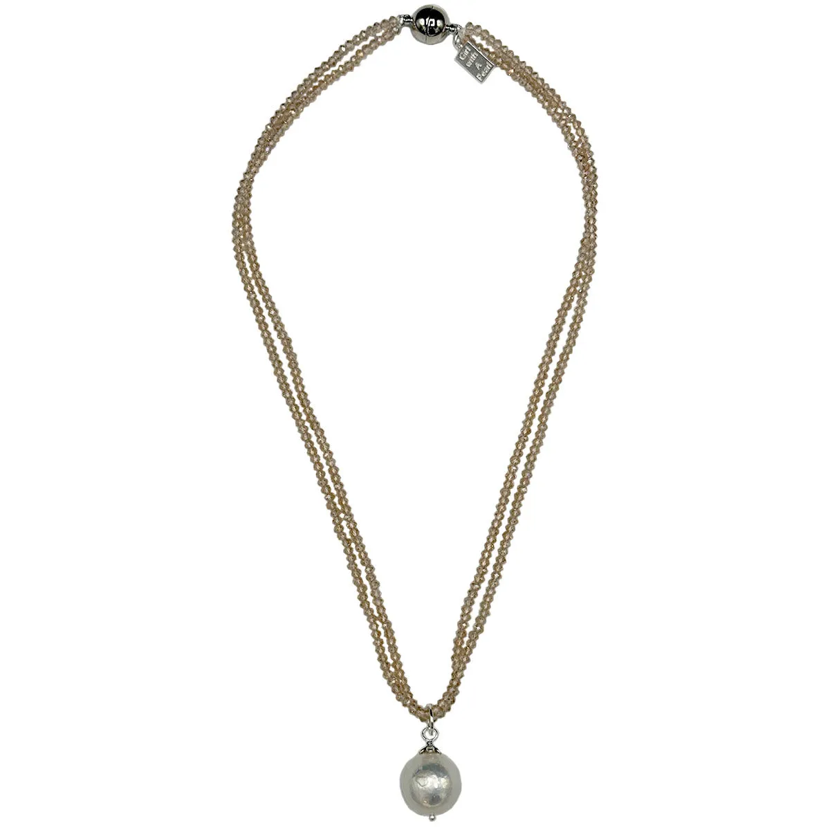 142-03-S | CHAMPAGNE CRYSTALS W/ EDISON PEARL DROP