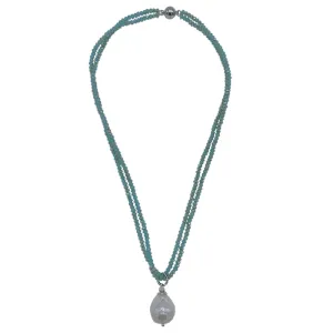 142-06-S | TURQUOISE CRYSTALS W/ EDISON PEARL DROP