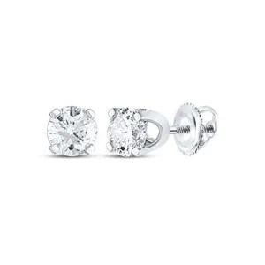 14K 0.20ct-Diamond Round-Cut Solitaire Earrings