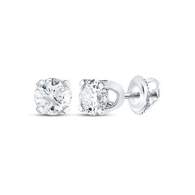 14K 0.20ct-Diamond Round-Cut Solitaire Earrings