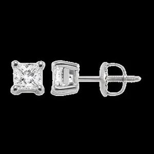 14k 1.0ct-Diamond Princess-Cut Solitaire Earrings