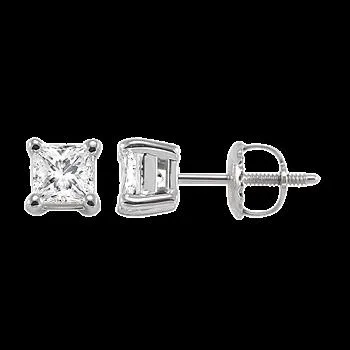 14k 1.0ct-Diamond Princess-Cut Solitaire Earrings