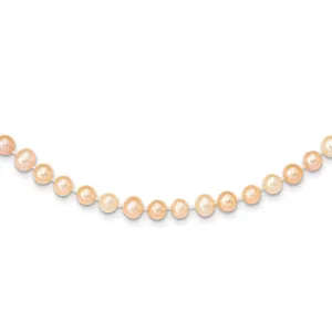 14k 6-7mm Pink Near Round Freshwater Cultured Pearl Necklace