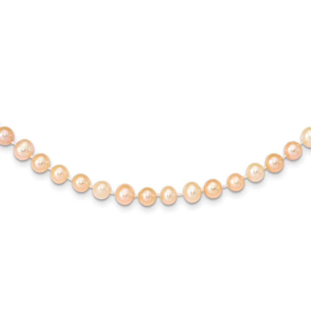 14k 6-7mm Pink Near Round Freshwater Cultured Pearl Necklace