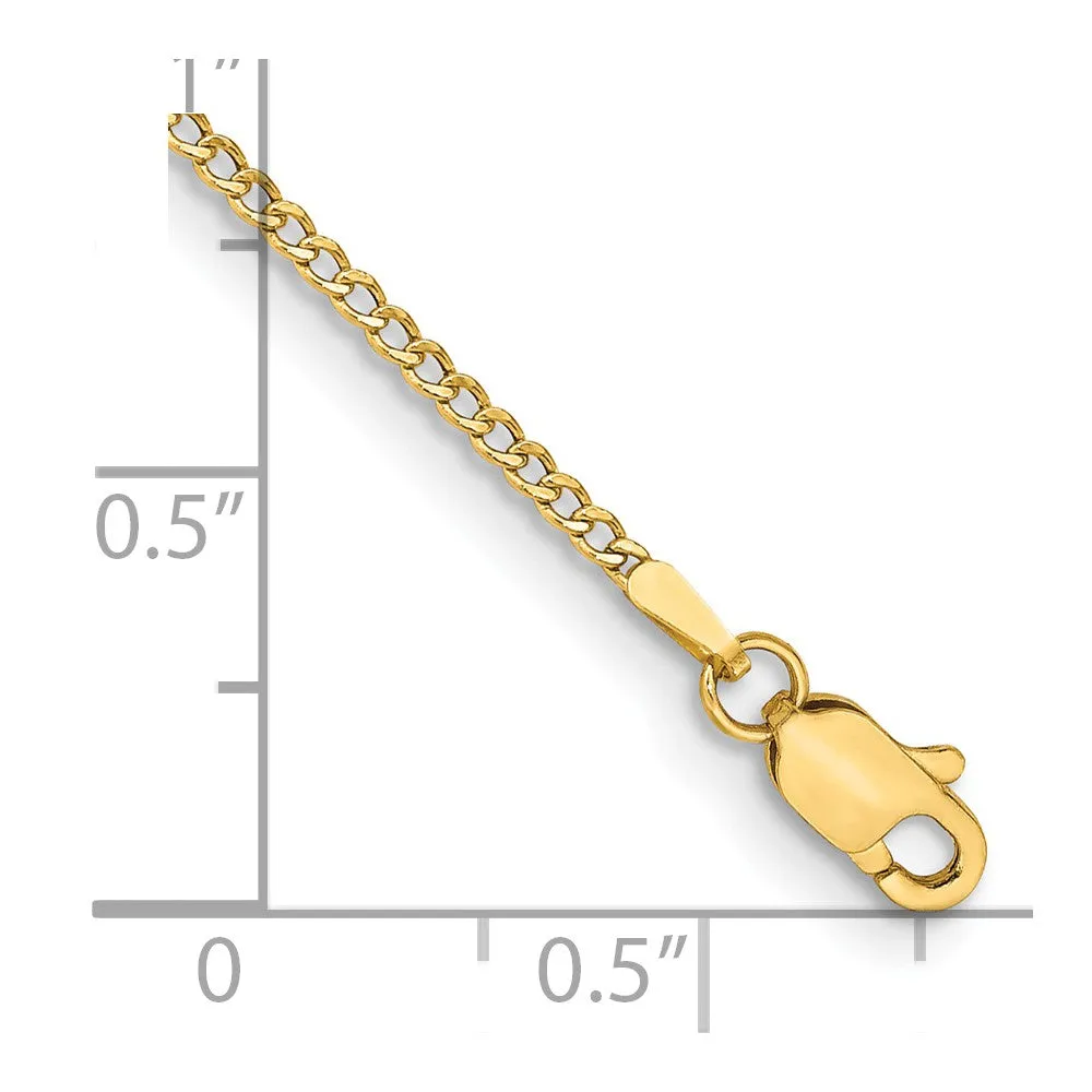 14K 7 inch 1.85mm Semi-Solid Curb with Lobster Clasp Bracelet