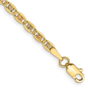 14K 8 inch 2.75mm Tri-color Pav� Valentino with Lobster Clasp Bracelet