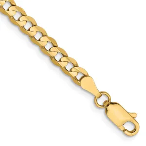 14K 8 inch 3.8mm Open Concave Curb with Lobster Clasp Bracelet