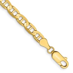 14K 8 inch 4.5mm Concave Anchor with Lobster Clasp Bracelet