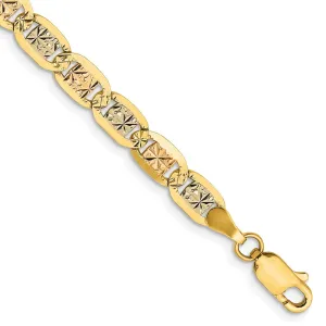14K 8 inch 4.65mm Tri-color Pav� Valentino with Lobster Clasp Bracelet