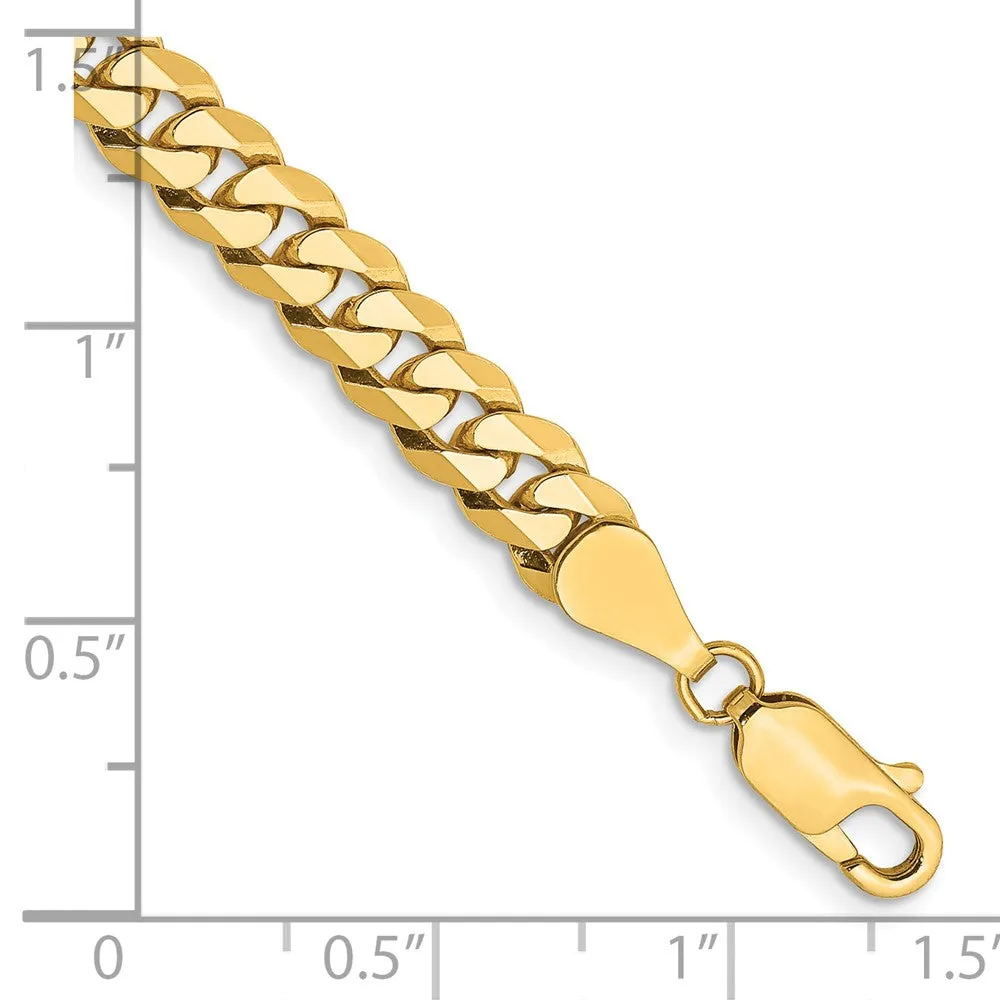 14K 8 inch 5.75mm Flat Beveled Curb with Lobster Clasp Bracelet