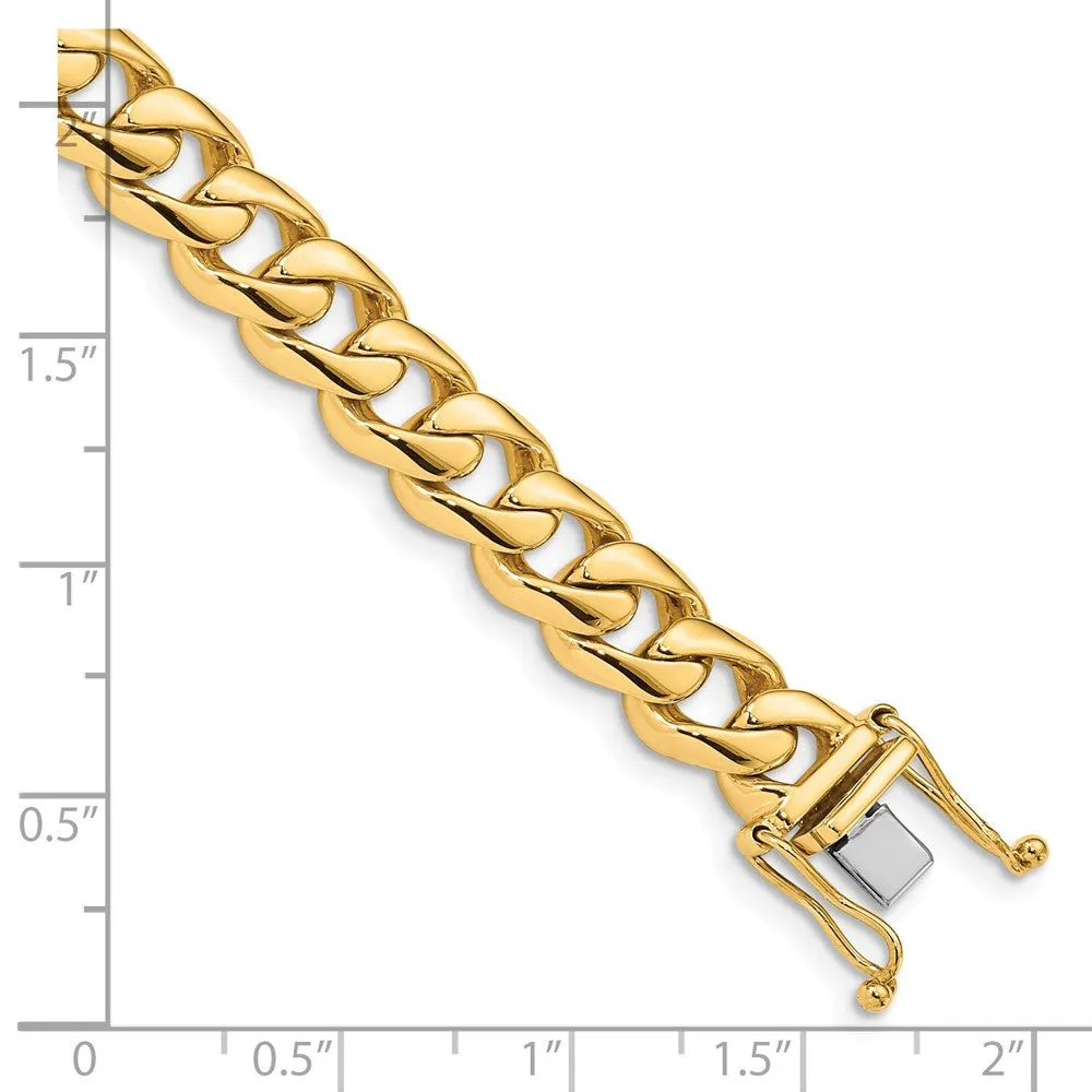 14K 8 inch 8.4mm Hand Polished Rounded Curb Link with Box Catch Clasp Bracelet