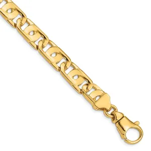 14K 8.5 inch 10mm Hand Polished Fancy Link with Fancy Lobster Clasp Bracelet