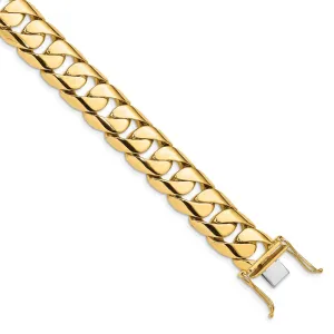 14K 9 inch 15.4mm Hand Polished Rounded Curb Link with Box Catch Clasp Bracelet