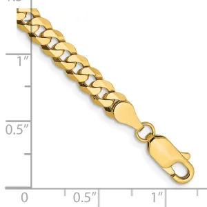 14K 9 inch 4.75mm Flat Beveled Curb with Lobster Clasp Chain