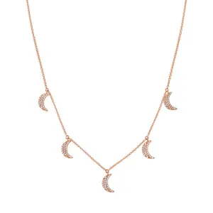 14k Classy Rose Gold Diamond Crescent Moon Necklace - 0.30ct V0201