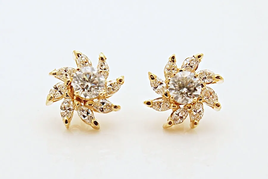 14k Diamond Halo Jacket Earrings