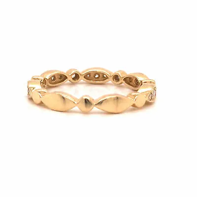 14K Diamond Marquise and Round Shape Band Yellow Gold