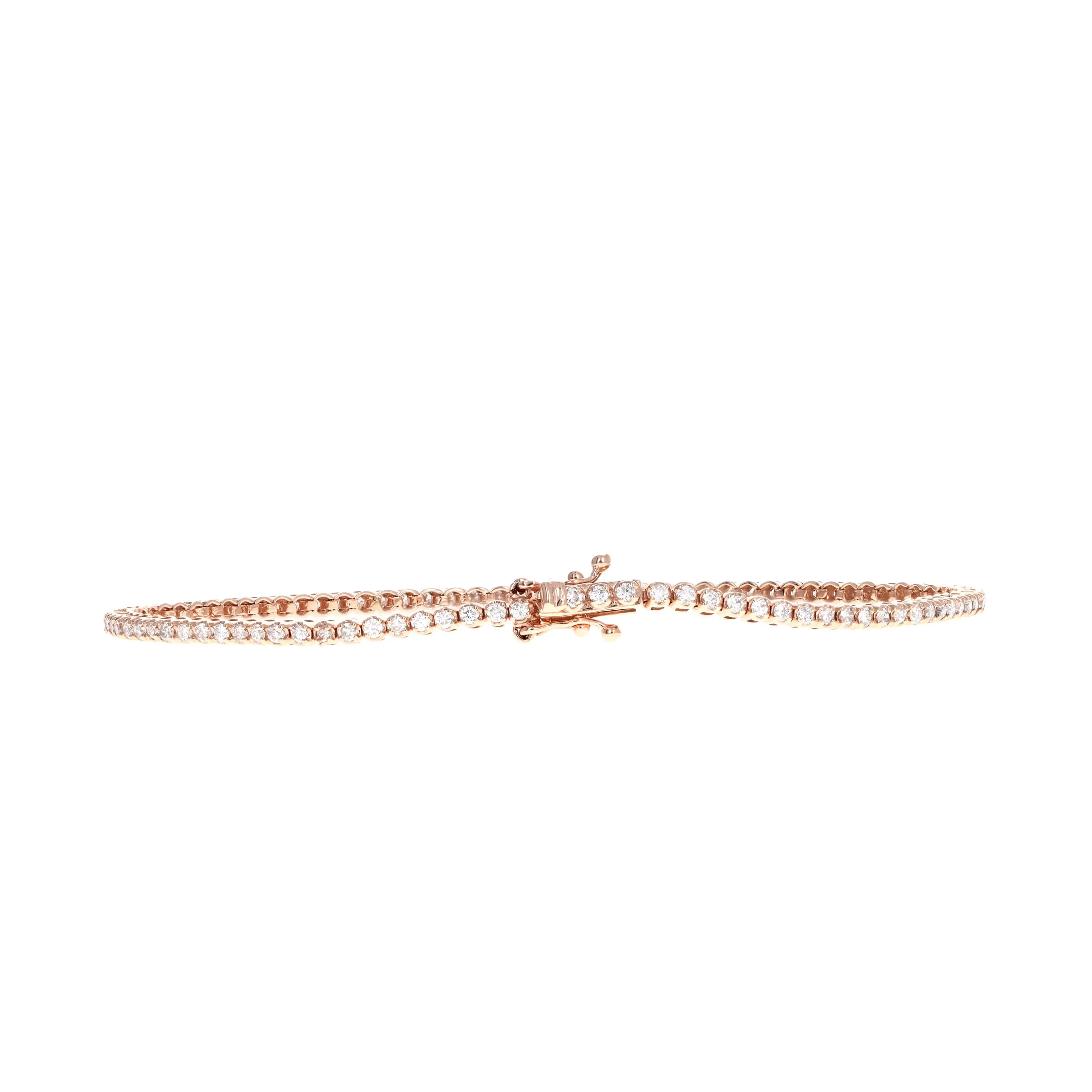 14K Gold 1.20 Carat Round Brilliant Diamond Tennis Bracelet