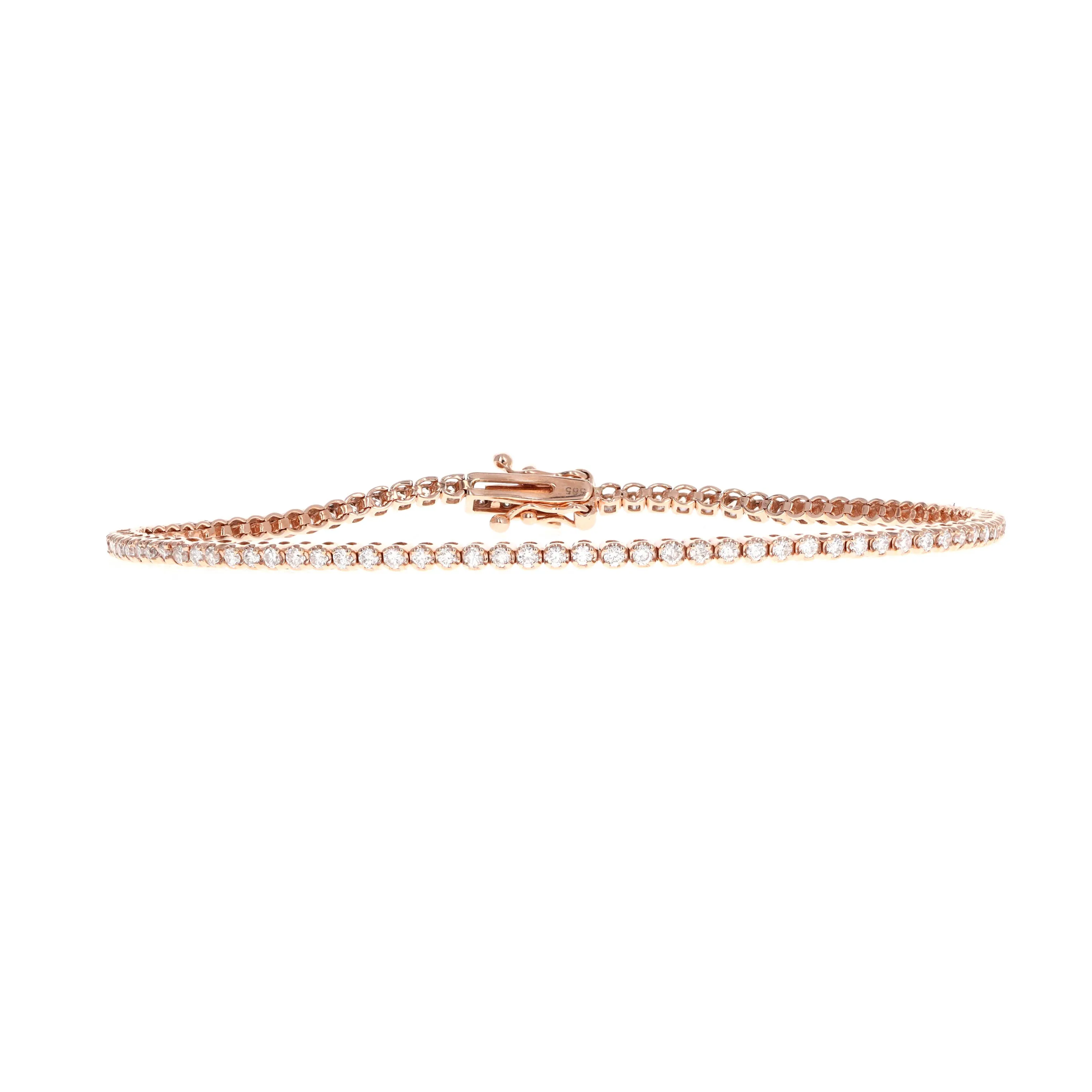 14K Gold 1.20 Carat Round Brilliant Diamond Tennis Bracelet