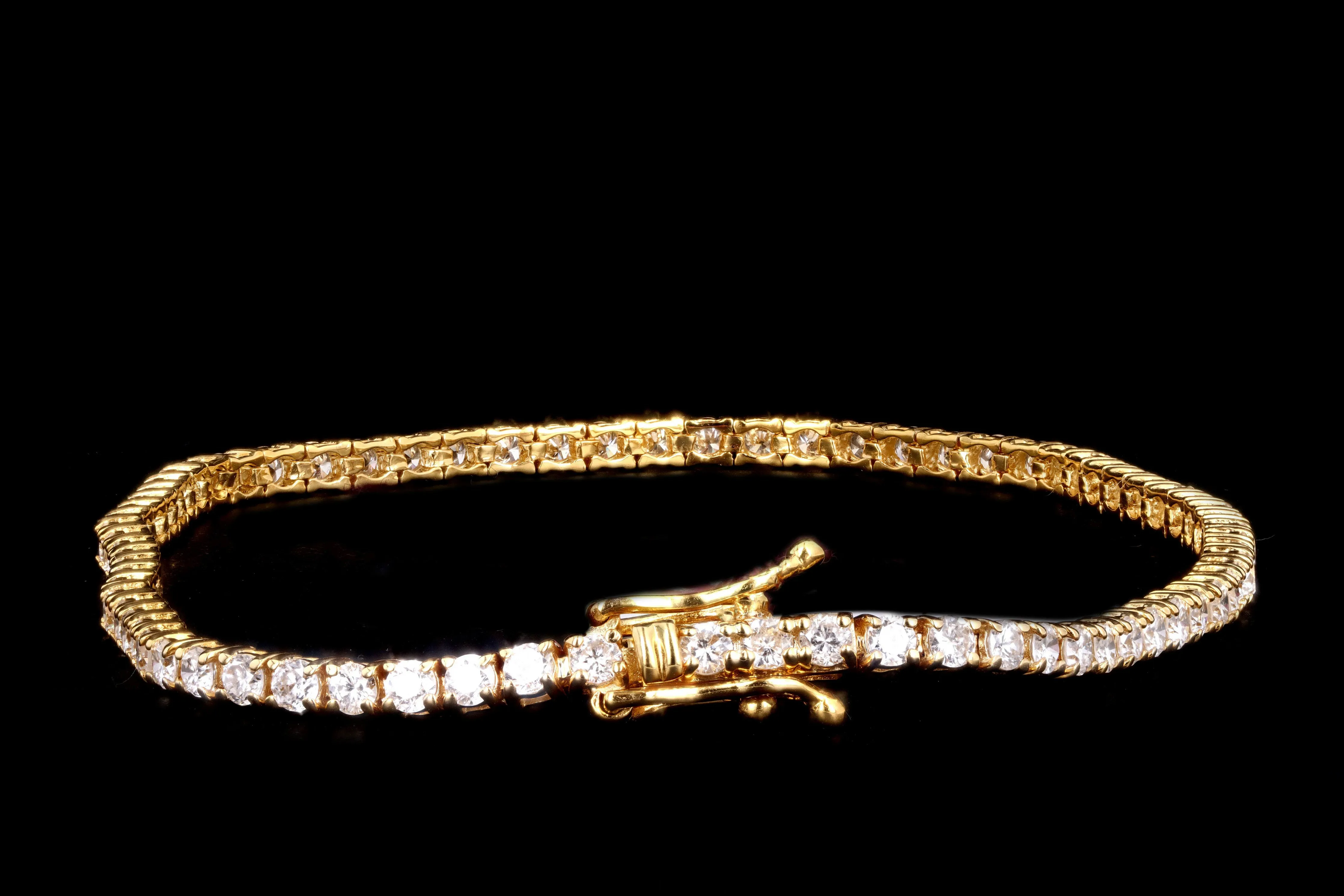 14K Gold 2.8 Carat Round Brilliant Cut Diamond Tennis Bracelet
