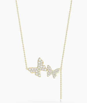 14K Gold Butterfly Lariat Necklace