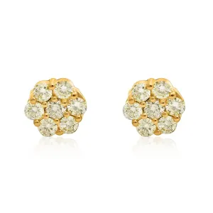 14k Gold Diamond Flower Set Earrings 3.21 Ctw