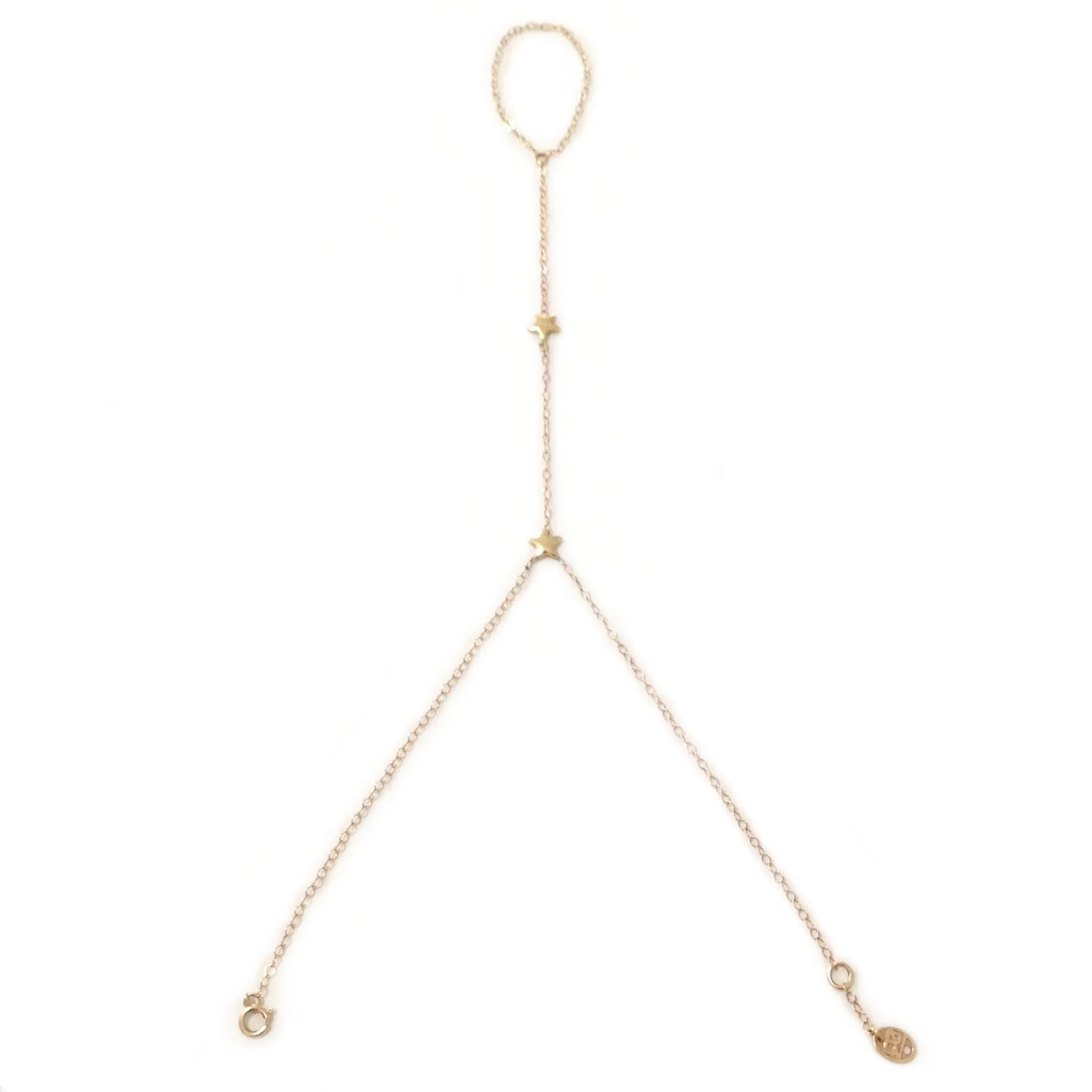 14K Gold Double Star Finger Bracelet
