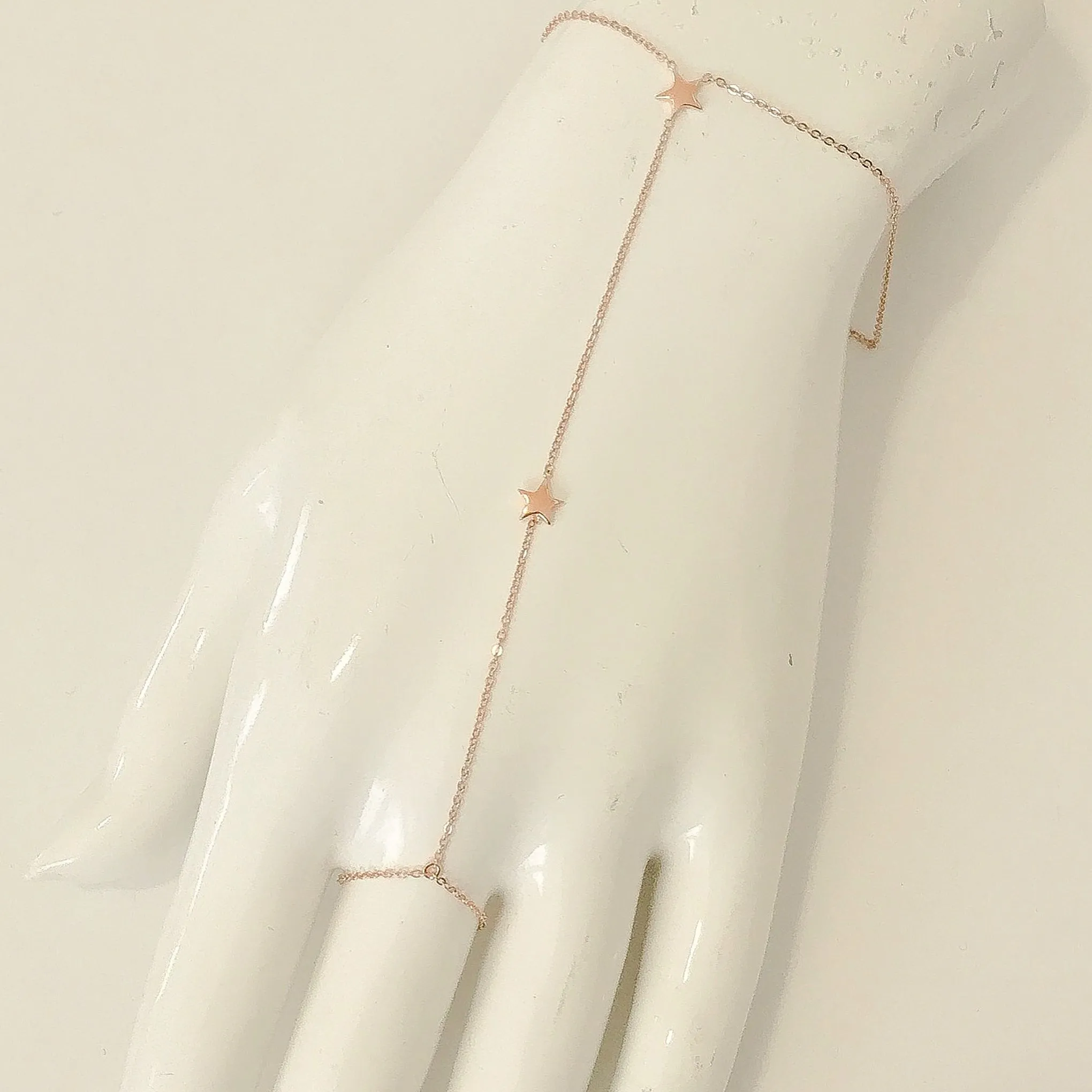 14K Gold Double Star Finger Bracelet